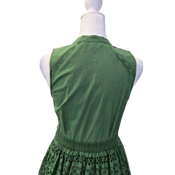 Anthropologie Wolven Sleeveless Fit and Flare Eyelet Detail Dress Size 2 - Picture 5 of 9